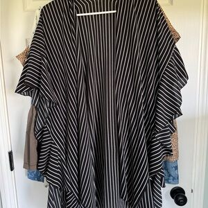 Black and White Striped Kimono Cardigan